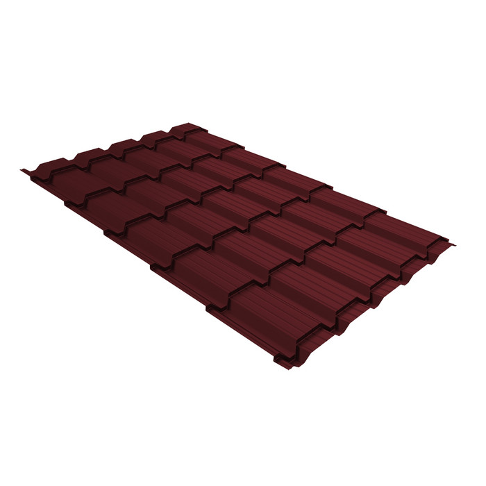 Металлочерепица Grand Line Верховье Quadro profi (Квадро Профи) 0,5 Satin RAL 3005 красное вино