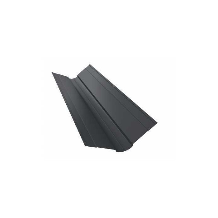 Планка ендовы верхней фигурной 100x100 0,5 PurLite Мatt RAL 7024 мокрый асфальт - фото №1